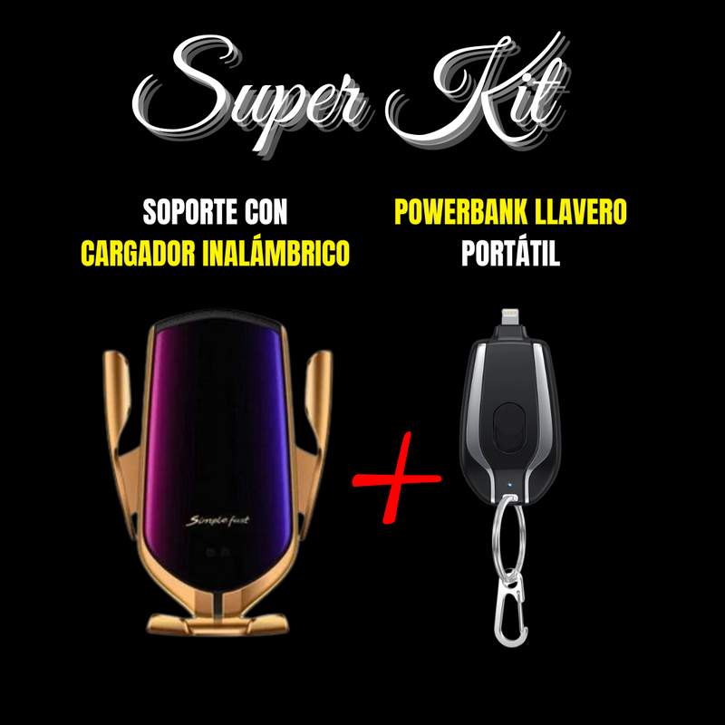 SUPER PROMO - Soporte Cargador Inalábrico + Powerbank Llavero Portátil