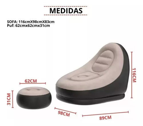 Sillón y Reposapiés Hinchable™ - Elegante e Impermeable